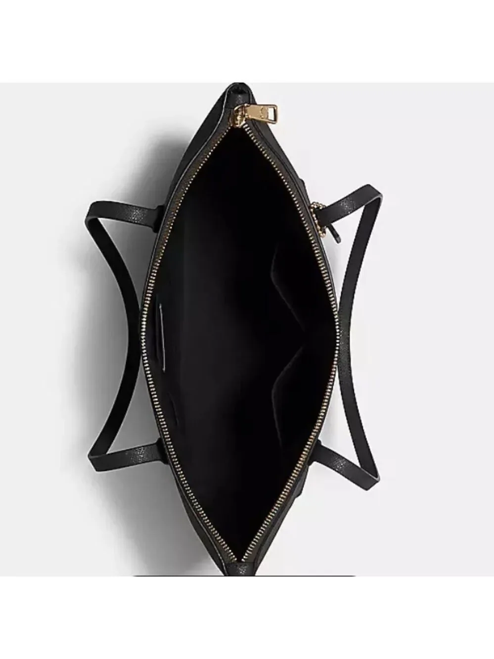 Coach Black Leather Zip Top Tote Handbag NWT